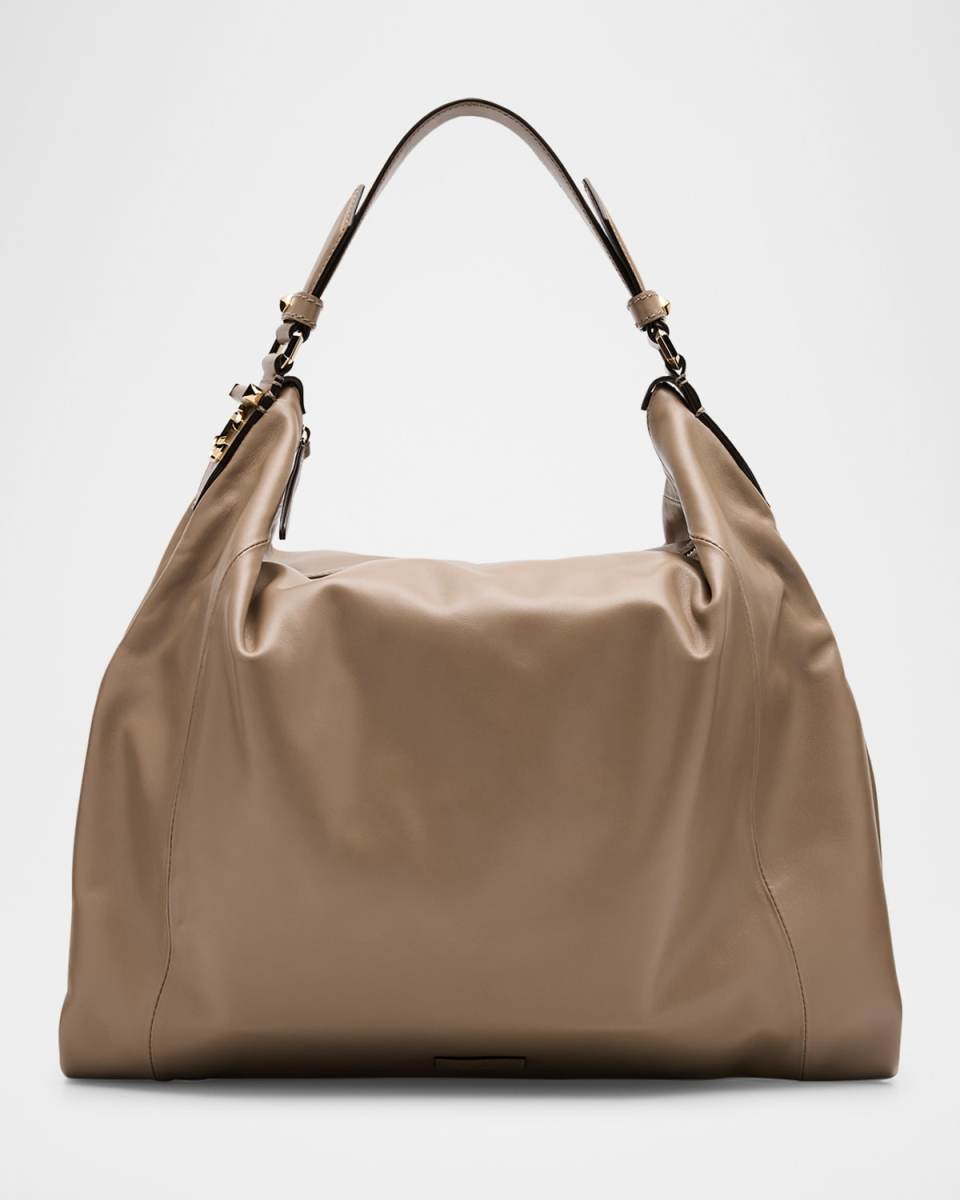 Zip Leather Hobo Bag